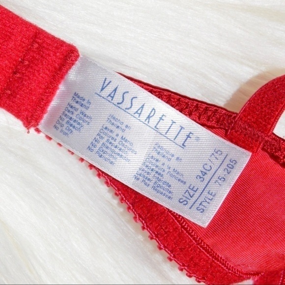 34C Vassarette Satin Look Contour Cup Red‎ Bra - Picture 8 of 8